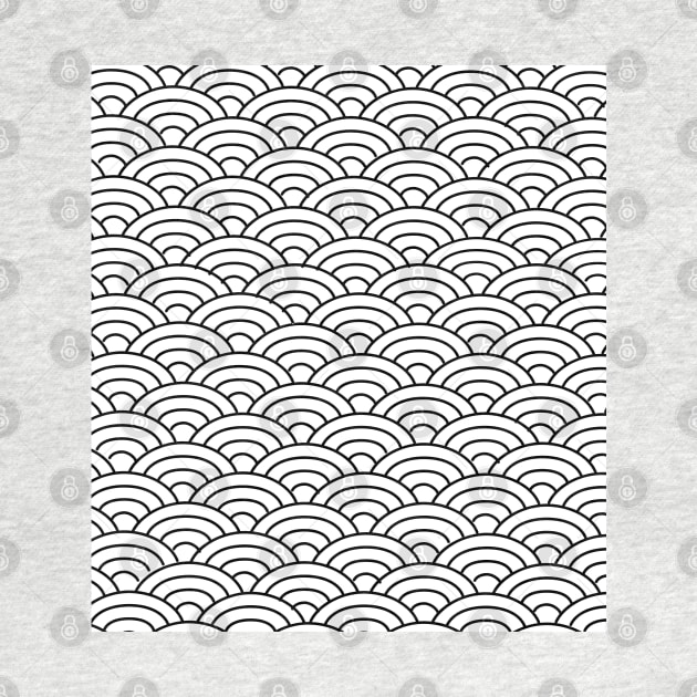 Seigaiha Pattern Black and White by edmproject